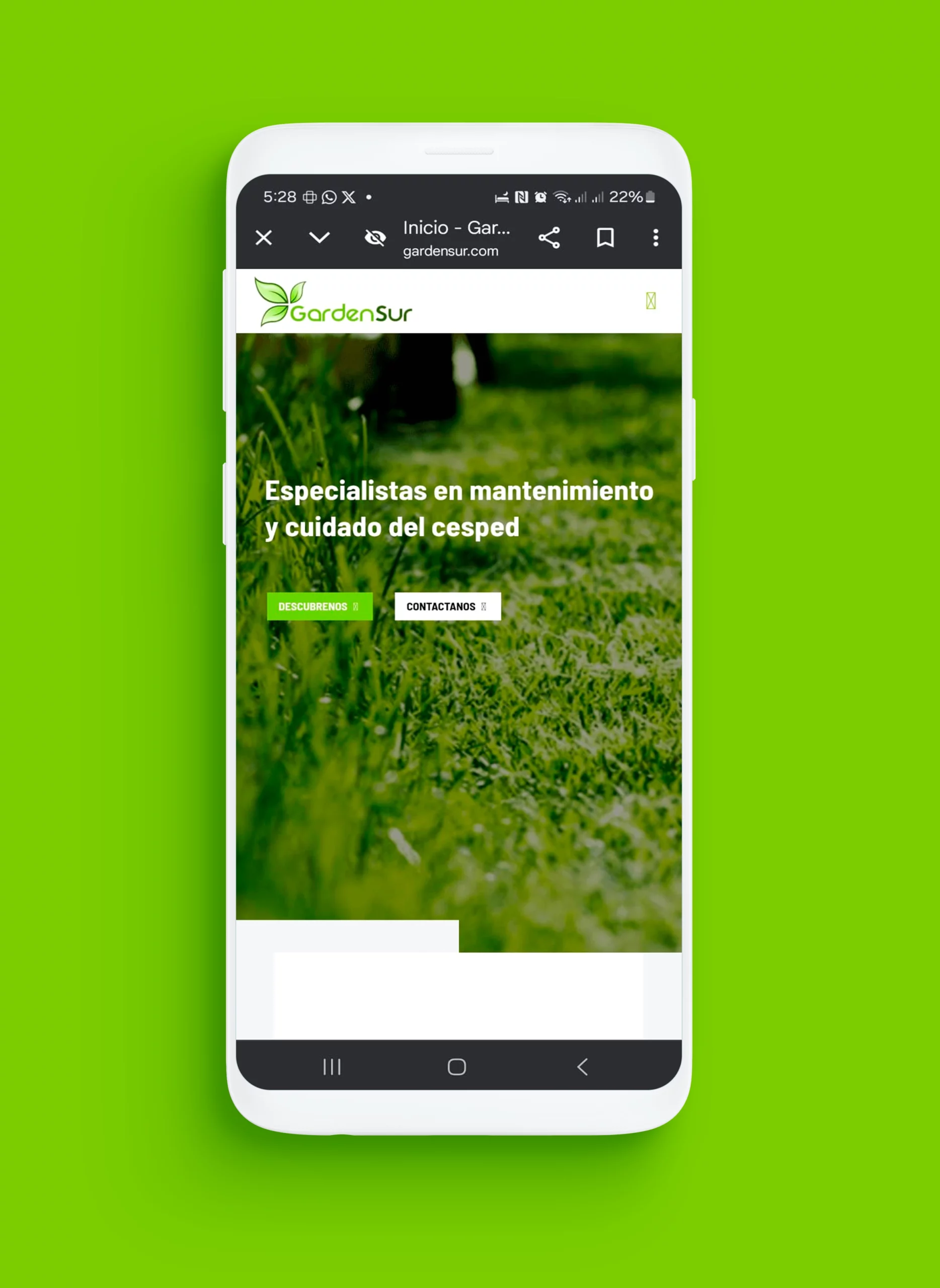 web gardensur en un dsipositivo movil